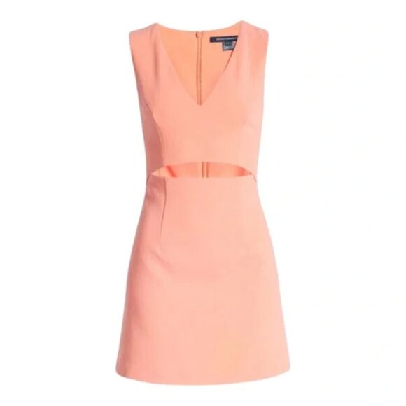 NWT French Connection Whisper V-Neck Cut Out Dress in Coral Sands, size 4 - Picture 3 of 11